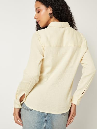 Max Women Textured Regular Fit Shirt (Beige_XL)