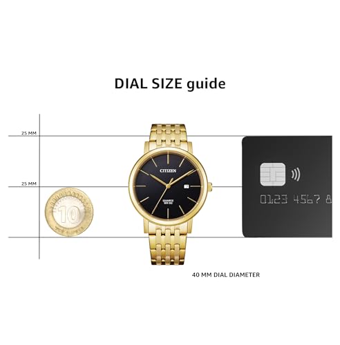 Citizen Analog Black Dial Men's Watch-BI5072-51E Stainless Steel, Gold Strap