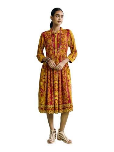 Aarke Ritu Kumar Mustard Mehak Midi Dress with Belt