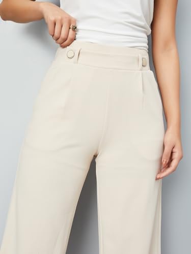 Max Women's Regular Casual Pants (SFB3604_Ecru