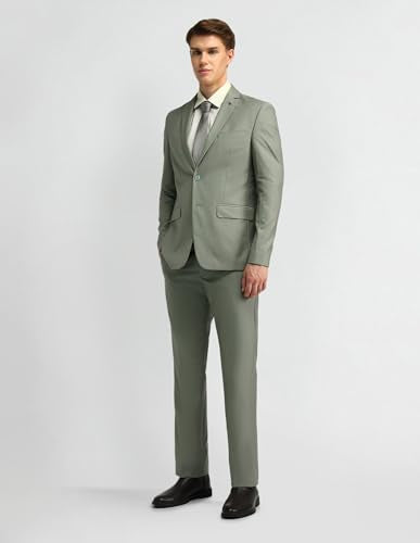 Arrow Men's Polyester Classic Business Suit Pants Set (ARAISU5564_Medium Green