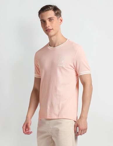U.S. POLO ASSN. Mens Graphic Round Neck HS T-Shirts (UDTSHS0740_Pink_XL)
