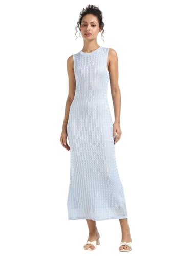 Tommy Hilfiger Viscose Round Neck Bodycon Dress Breezy Blue