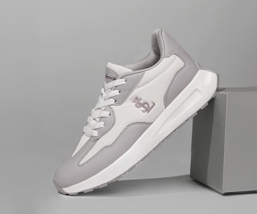 LOUIS STITCH Women’s Ash Grey Lightweight Athleisure Sport Shoes | Lightweight Casual Sneakers | Sporty Lace-Up Sneaker and Athleisure Wear| Perfect for Casual, Gym & Travel Wear | LSLD-AT-RF01-GYWH | UK-6