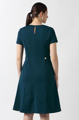Women Teal Patterned Knee Length Formal Dress