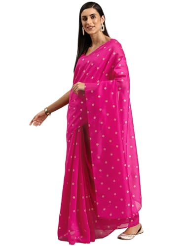 Ahalyaa Women's Polyester Sarees (AH-SMS-SRBL-10_Fuchsia)