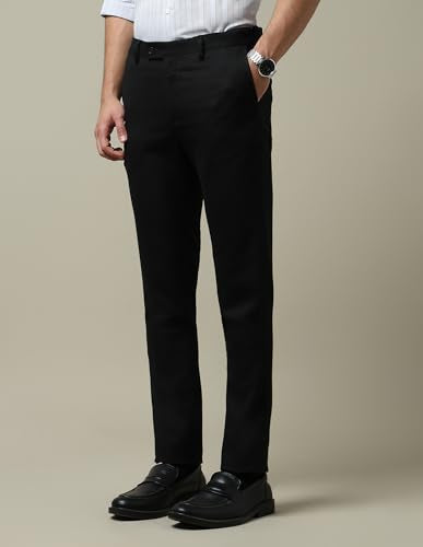 Arrow Men's Textured Dobby 1851 Trousers (ARAKTR2154_Black_32)