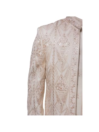 A LOYAL Men Ivory Embroidered Long (Sherwani & Achkan) ethnic wears Sherwani Set Full Sleaves, Straight, Regular Fit (XL)