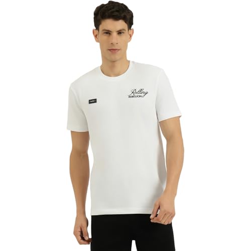 United Colors of Benetton Relaxed Fit Round Neck Graphic Print T-Shirt (Size: 2XL) - 26P3089J3206I101 White