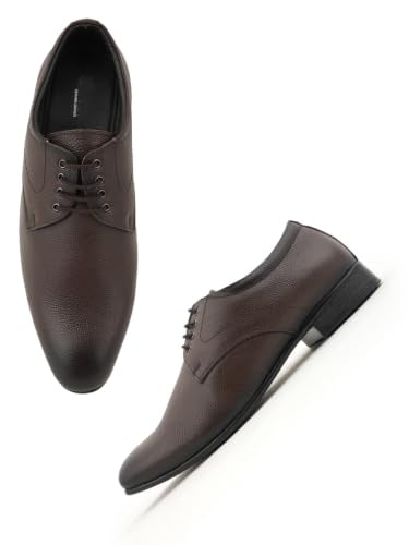 RAI SAHAB Formal Shoe for Men | Lace-Up Derby for Business & Casual Wear | Stylish Design with Comfortable Fit for All-Day Support(6401BRN-11UK) Brown