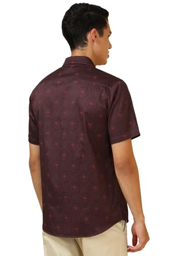 Allen Solly Men Maroon Print Half Sleeves Casual Shirt