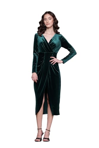 Label RITU KUMAR Green Avery Velvet Wrap Dress