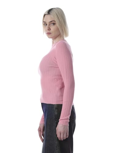 ONLY Women's Solid Slim Fit Pink Sweater