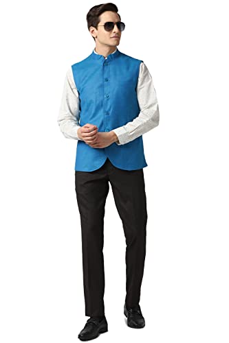 Peter England Men's Car Coat (PINJOTLF947454_Medium Blue_S)