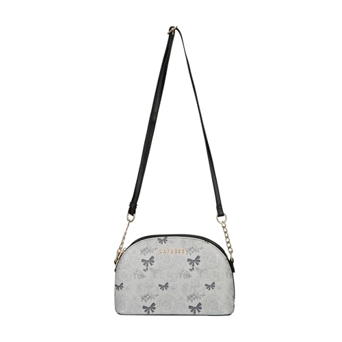 Caprese Scarlet Small Sling Bag for Women with Adjustable Strap | Floral Printed Faux Leather | Multi-Compartment Crossbody Purse | Zipper Closure | Stylish Everyday Bag (Black)