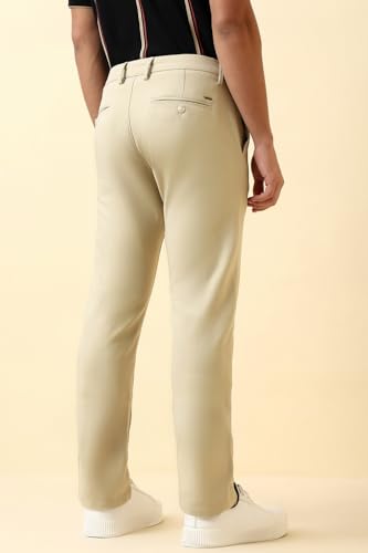 Men Beige Solid Casual Trousers