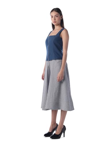 ONLY Women's Checked Fit and Flare Assorted Dress Night Sky