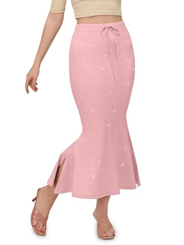 VALLEY Shimmer Stretchable Saree Shapewear Petticoat for Women, Cotton Blended,Petticoat,Skirts for Women,Shape Wear Dress for Saree (Rose Pink, L)