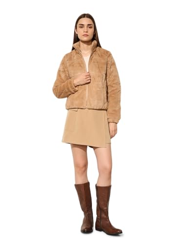 ONLY Women's Solid Regular Fit Light Brown Jacket