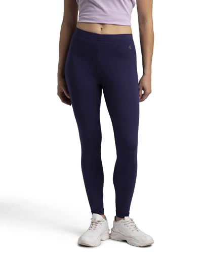 Jockey AW87 Women's Super Combed Cotton Elastane Stretch Leggings with Ultrasoft Waistband_Blue_L