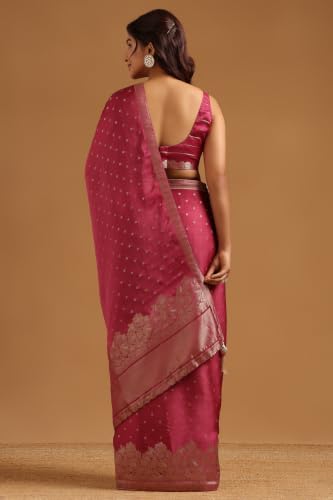 Soch Womens Lavender Satin Zari Woven Saree