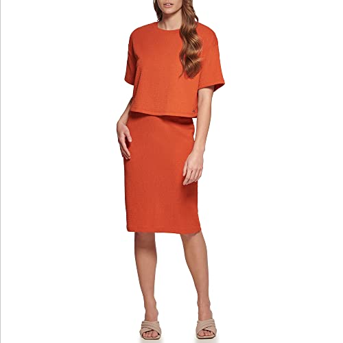 Calvin Klein Women's Missy Vertical Foli Logo T, Clay, S