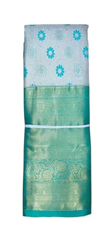 VFCollections Women's Traditional Handloom Kanchipuram Silk Pure Pattu Sarees – Peacocks Border | Rich Zari Woven Design | Bridal Saree | Unstitched Blouse (VFC688-1)