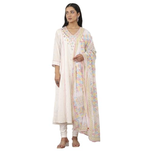 Rangriti Cotton Printed Kalidar Festive Kurta With Pant And Dupatta