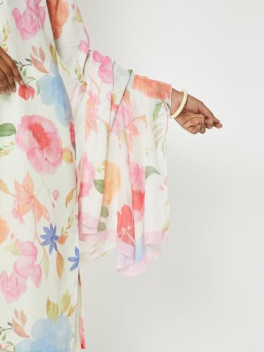 Max Women Floral Print Straight Kurta Set (White_M)