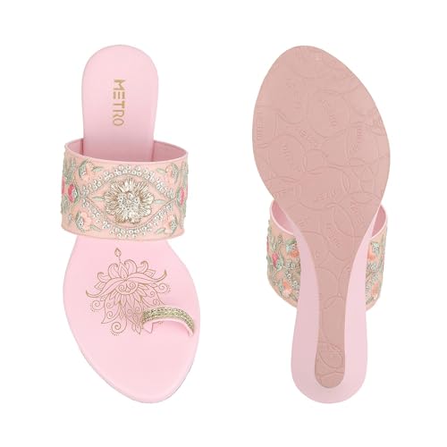 Metro Women Pink Ethnic Wedge Heel Sandal UK/3 EU/36 (32-581)