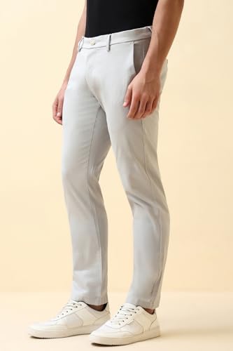 Men Grey Solid Casual Trousers