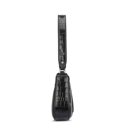 Da Milano Leather Shoulder Bag for Women - Black (01908OL)