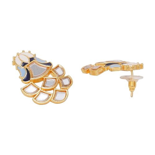 VOYLLA Festive Hues Mirror Work Enamelled Brass Gold Plated Choker Jewellery Set