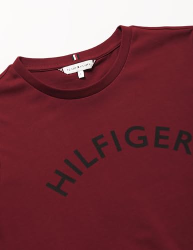 Tommy Hilfiger Women's Cotton T-Shirt Above The Knee Casual Dress (F23HWDR031_Maroon