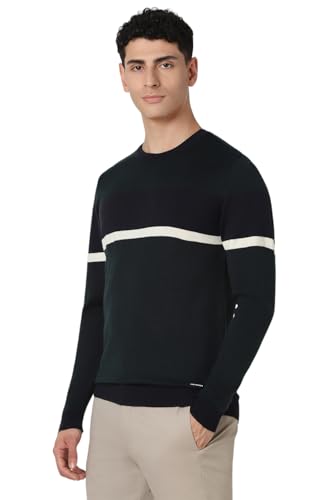 Van Heusen Men Green Patterned Crew Neck Sweater