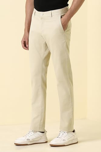 Men Beige Textured Casual Trousers