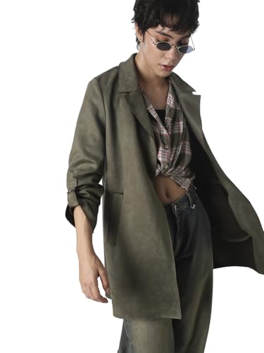 ONLY Women's Solid Regular Fit Green Coat