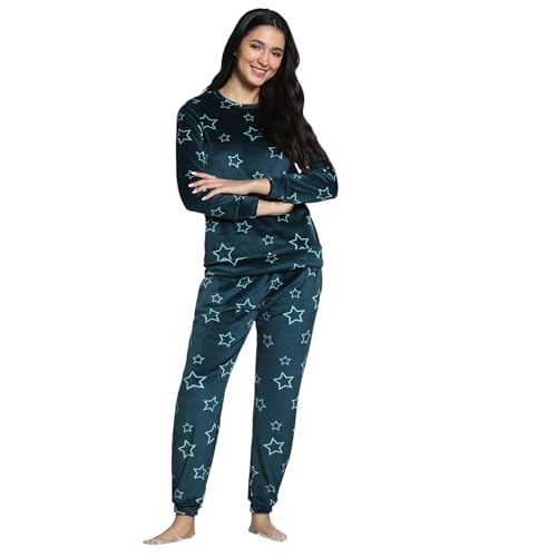 Zivame Velour Loungewear Set, Dark Sea, XXL