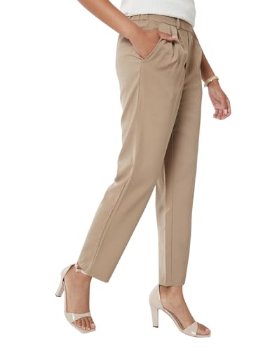 Max Women Solid Straight Fit Trousers (Beige_XL)