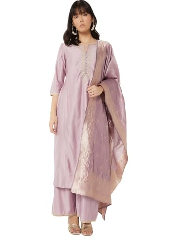 Max Women Embroidered A-line Kurta Set (Purple_XXL)