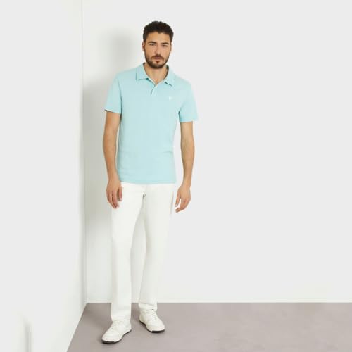 GUESS Laguna Blue Solid Polo Neck Short Sleeves Nolan Polo T-Shirt