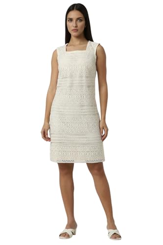 Van Heusen Women's Cotton Modern Knee-Length Dress (VWDRERGF446201_White