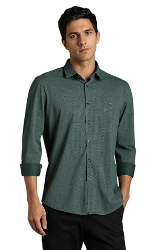 Louis Philippe Men Green Print Full Sleeves Casual Shirt