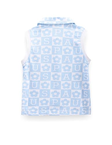 U.S. POLO ASSN. Girl's Printed Regular Fit Polo Shirt (UGTSH0359_Blue