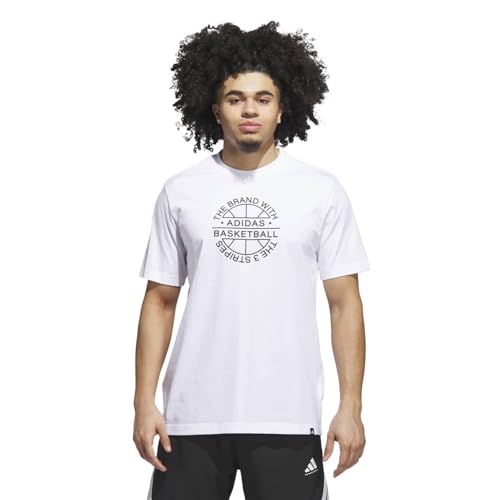 adidas Men Verbiage Tee Basketball T-Shirts White XL