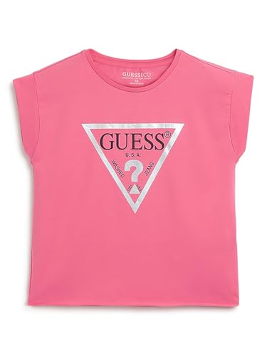 GUESS Pink Printed Round Neck Cropped Core T-Shirt
