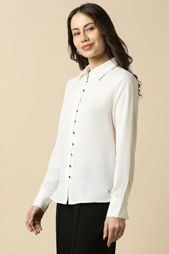 Allen Solly Women Cream Solid Long Sleeves Shirt