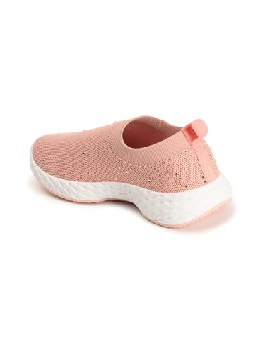Carlton London Women Peach Comfortable Slip On Snakeer with Heels, for for Casual, Walking & Daily Use (38)