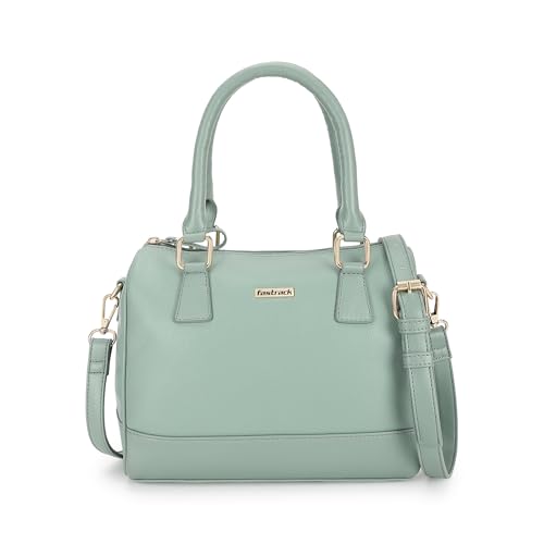 Fastrack Women Carryall Satchel with Top Handles and Adjustable Shoulder Strap - Stylish Barrel Bag with Secure Zip Closure for Everyday Use, Green