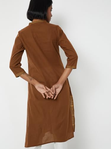 Max Women Metallic Print Straight Kurta (Brown_XXL)